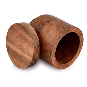 Acacia Wood Jewelry <b>Box</b> Round 7.6 X 7.6 X 8.9 Cm With Lid For <b>Rings</b> <b>Proposals</b> Weddings - Product Image 4