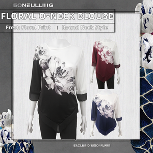 Female Fashion <b>Long</b> Floral Autumn O-neck Blouse Casual Plus Size <b>Tops</b> - Product Image 2