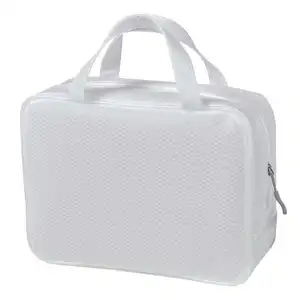 custom logo multi functional storage wash bag waterproof portable clip net pvc transparent cosmetic bag