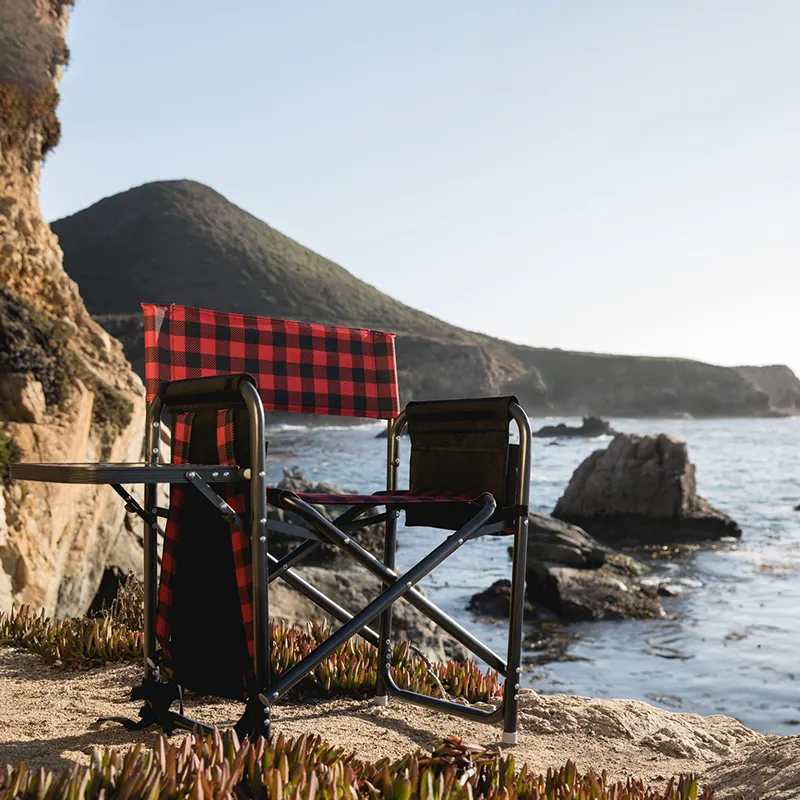Tragbare kompakte Stahl Outdoor Klapp Camping Stühle Erwachsene Angeln Seite Aufbewahrung taschen Directors Chair mit Beistell tisch