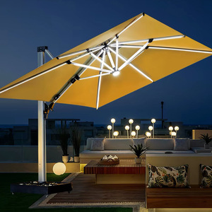 <span class=keywords><strong>Parasol</strong></span> de jardin à double tirant diagonaux, dernière conception, 3,5x3,5m, 3x4m, avec éclairage solaire et port USB - Product Image 2