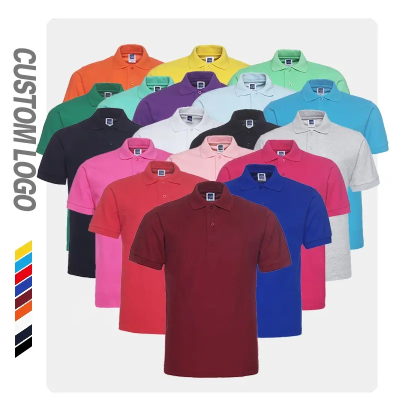 Logo ricamato personalizzato t-shirt taglie forti polo da uomo in cotone con collo a polo in cotone