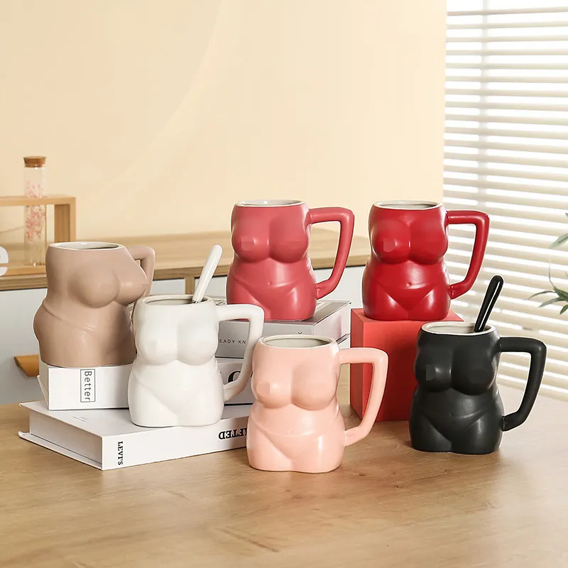 Creative Color Glaze Sexy Woman Body Coffee Mug Stoneware High Temperature Tea Cup For Home Coffee Store Hotel Decorative