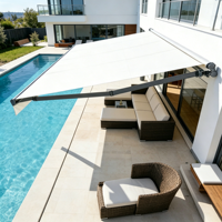 Auvent rétractable moderne à manivelle électrique avec cadre en aluminium et télécommande, toile 3,6x3m pour terrasse et jardin extérieur