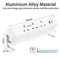 Prise de courant britannique en alliage d'aluminium pour bureau 5V/3.1A Chargeur rapide USB Câble de rallonge pour bureau à domicile
