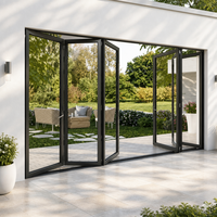 Portes pliantes modernes minimalistes en aluminium et PVC, double vitrage trempé, étanches, pour entrée commerciale, atelier, usage extérieur, style australien