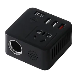 Car Inverter 150W 12V/24V DC To 220V AC Cigarette Lighter Power Supply Inverter Adapter with QC 3.0 USB Charger Fast Charging