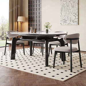Ensemble table et chaises de salle à manger 6 pièces extensible en noyer, style moderne minimaliste - Product Image 3