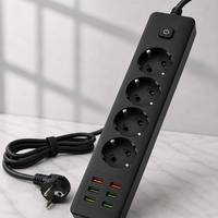 Multiprise européenne 5 voies personnalisée par des fabricants chinois, 3 ports USB, 2 ports Type C, protection contre les surcharges 2500W, multiprise EU