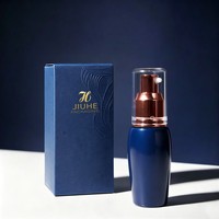 Boîte cadeau en papier kraft ondulé recyclable imprimé bleu pour l'emballage de flacons de beauté, logo personnalisé, carton pliable, gaufrage/or