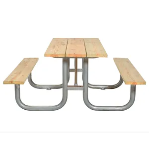 Factory Price Picnic Bench Table Outdoor Galvanized And Wood Furniture Picnic Table