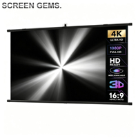 Compatible con Todos los Proyectores, Pantalla de Proyección Enrollable Económica de 60, 72, 84, 100, 120, 150 Pulgadas, 16:9, Proyector de Video Portátil para Películas