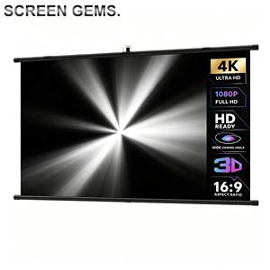 Compatible con Todos los Proyectores, Pantalla de Proyección Enrollable Económica de 60, 72, 84, 100, 120, 150 Pulgadas, 16:9, Proyector de Video Portátil para Películas - Product Image 1