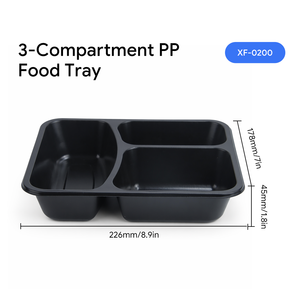 Food Grade BPA Free 3 Compartment PP Food Tray Heat Sealable Film Ready Meal <b>Container</b> Custom Logo - Product Image 2