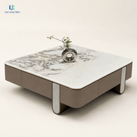 Table basse en marbre blanc Luca Arabescato |   Socle carré en pierre naturelle polie pour salon de villa, taille sur mesure