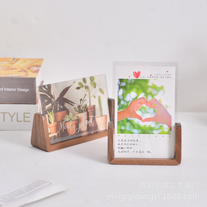Porte-cartes en bois massif et acrylique avec base en forme de U, 20 cm x 20 cm, pour l'affichage de photos, usage domestique ou professionnel - Product Image 3