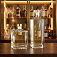 Bouteille de vin en verre transparent de haute qualité 750 ml, bouteilles vides pour spiritueux et liqueurs, logo personnalisé pour l'emballage de la tequila, du rhum et de l'alcool