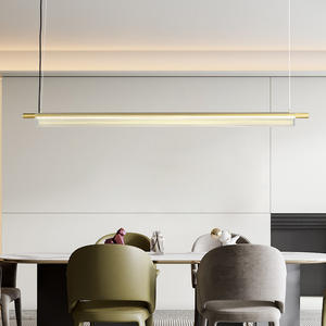 Luminaire suspendu minimaliste moderne en aluminium doré pour restaurant, design de salon, bar, salon de thé, éclairage de chambre à coucher, bureau, LED - Product Image 5