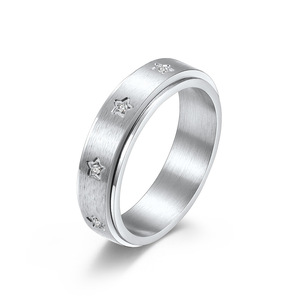Anello rotante in acciaio inossidabile con diamante con inserto a stella del vento europeo e americano transfrontaliero per alleviare l'ansia e alleviare la st - Product Image 5