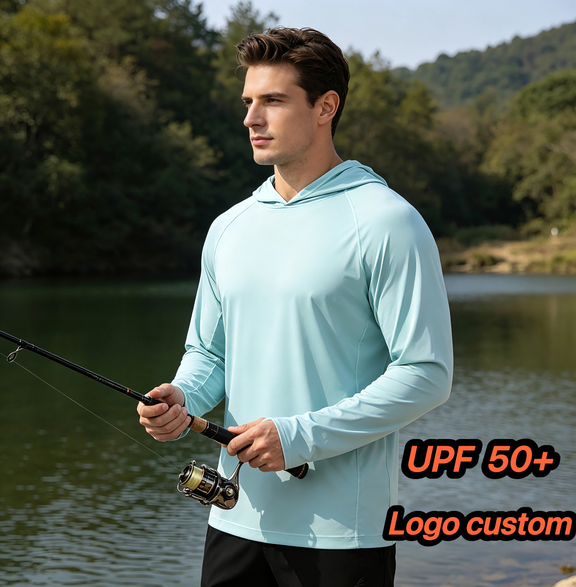 Custom Logo Bamboo Fiber Fishing Hoodie & Shirt-UPF 50+ UV Protection Quick-Dry Sublimation Print Unisex Sportswear