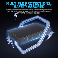 Sipolar SH3-10 Hub Industrial USB 3.0 de 10 Puertos con Interruptor de Puerto Individual, Control Remoto Serial, 2.1A por Puerto, 5V 22A, Fuente de Alimentación Integrada