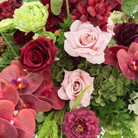 Arrangement floral artificiel de luxe moderne en soie, 3 pièces, roses bordeaux, centre de table de mariage, pilier de réception 60 cm