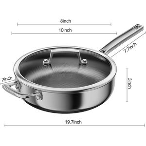 Sartén y Cacerola Profunda de Acero Inoxidable Triple con Revestimiento Antiadherente de Titanio de Lujo, con Tapa de Vidrio para Cocina de Inducción - Product Image 2