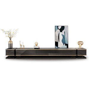 Ensemble de table basse et support tv assorti <span class=keywords><strong>en</strong></span> acier inoxydable, table basse moderne mable, 75 <span class=keywords><strong>pouces</strong></span>, 2 pièces - Product Image 1