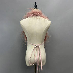 Nuevo Top corto de plumas para fiesta de Club para mujer, Tops de plumas de avestruz sin tirantes de verano, chaleco con tirantes en la espalda, cuello con cordones - Product Image 4