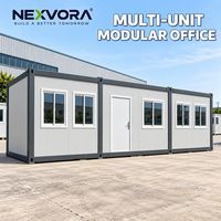 Bâtiment de bureau modulaire préfabriqué détachable en conteneurs, 3 unités, avec atelier, salle de bain et hall, pour espaces de travail de chantier