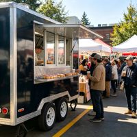 Nuevo Remolque de Comida Móvil de 13 pies, Carrito de BBQ Totalmente Equipado con Cocina Completa, Camioneta para Pizza, Café, Helados, Hot Dogs