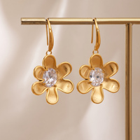 Nouvelles boucles d'oreilles pendantes Dazan 2027, plaqué or 18 carats, en acier inoxydable hypoallergénique, motif tournesol vert vintage avec zircon, collection hiver.
