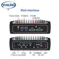 Mini fournisseur de PC sans ventilateur Core I7 de 8e génération-8550U Quad Core avec 6 * USB 1 * SIM 2 * COM(RS485/232) Support Minipc Win 10/lunix