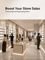 Vitrine de présentation de bijoux moderne et haut de gamme, blanche, sans dossier, en métal, écologique, avec éclairage LED, mobilier de luxe pour la vente au détail de bijoux