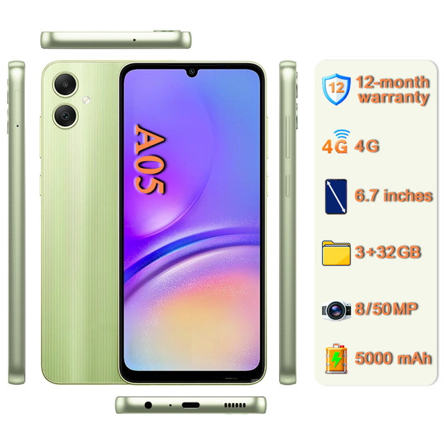 Hot Selling Original Mobile Phones A05 128GB [50MP Camera] [Dual SIM Card] Unlocked Global Version 4G Smartphone A+ Quality