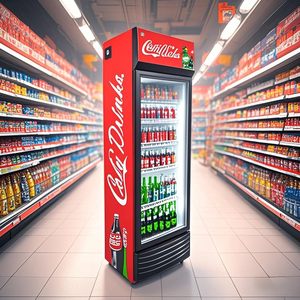 Refrigerador <span class=keywords><strong>Vertical</strong></span> de Bebidas con Puerta de Vidrio Simple de 300L, Refrigerador Comercial de Exhibición para Tiendas de Conveniencia - Product Image 1