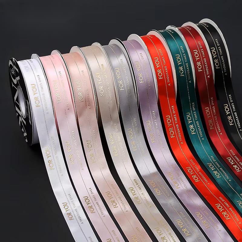 Gold-foiled Letter Valentine Colorful Florist Gift Box Wrapping Satin Ribbon