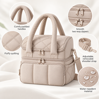 Sac à lunch isotherme double couche grande capacité matelassé avec bandoulière pour le travail et les voyages, logo personnalisé, vente en gros