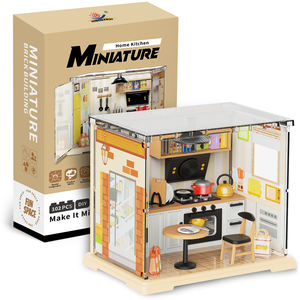 Adultes Adolescents DIY Miniature House <span class=keywords><strong>Kit</strong></span> LED Dollhouse Furniture Figures Home Kitchen Mini Model for Decorative Building Mini House - Product Image 1