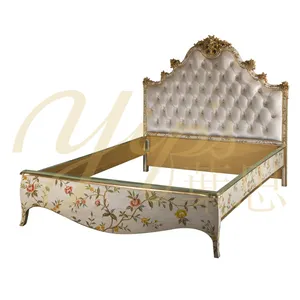 Yips LD-1503-1302 Peint À La Main Motif Floral Antique-Look France Style Classique De Luxe 1.5m Lit