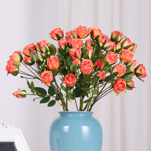 7 cabezas pequeñas <span class=keywords><strong>rosas</strong></span> boda ramo decoración flores de seda blanco rosa rojo <span class=keywords><strong>azul</strong></span> profundo bebé <span class=keywords><strong>rosas</strong></span> - Product Image 5