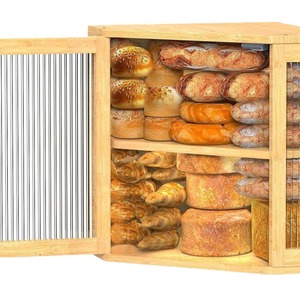 Tianqin Wooden Bread Box 2-Layer Corner <b>Storage</b> <b>Kitchen</b> Food Container - Product Image 5