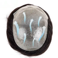 Postizo de Cabello Humano Liso Indio para Hombre LONGFOR BIO PU, Reemplazo de Cabello Remy de Alta Calidad al por Mayor