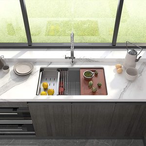 อ่างล้างจานแบบหนาทำด้วยมือทำจากสเตนเลส SUS304อ่างล้างจานแบบนาโนอ่างล้างจานแบบหนาสีดำ - Product Image 2