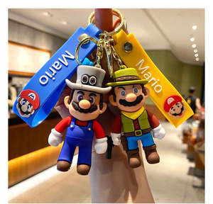 Cawboy 3D PVC Anime Super marios Bros móc khóa nấm Luigi Yoshi Móc chìa khóa vòng chìa khóa quà tặng khuyến mãi tùy chỉnh móc khóa cao su - Product Image 1
