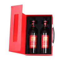 Bon prix, logo personnalisé, spécifications haut de gamme, boîtes à vin pliables en carton rouge avec poignée, fermeture magnétique