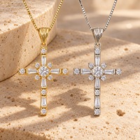Collier croix ARNAN pour femme, pendentif géométrique en cuivre entièrement pavé, bijoux superposés d'inspiration française, vente en gros, cadeaux d'anniversaire
