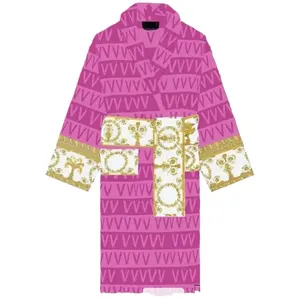 Bata de Baño Larga, Bata de Baño para Hombre y Mujer, Unisex, Ropa de Dormir, Estampado de Letras, Mezcla de Telas Versaelies Versale2 de Algodón, Venta al por Mayor - Product Image 6