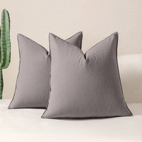 Housse de coussin carrée en fibre de polyester épaisse et lavée, avec fermeture éclair et bords ourlés, pour canapé de salon moderne