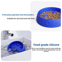Tragbarer Slow-Food-Hundenapf aus rutschfestem Silikon mit festem Muster für Outdoor-Wasser- und Futterfütterung auf Reisen, leicht zu packen